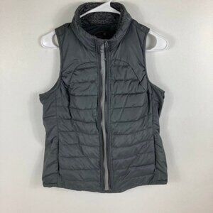 Womens Tangerine Double Zipper Puffer Vest Gray S